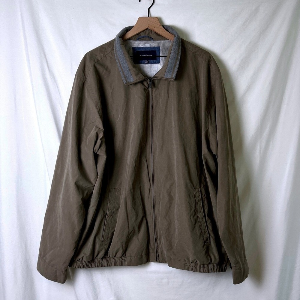 Croft & Barrow Mens Full Zip Mesh Lined Harrington Windbreaker Size XXL Brown